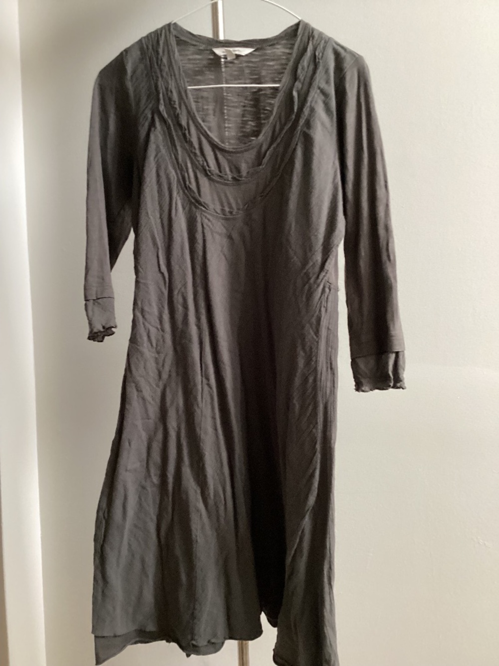 Women's Slate Gray Long Sleeve Scoop Neck Dress